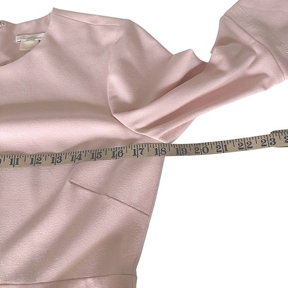 SHOSHANNA ODILA PETAL PINK CREPE FLARE SLEEVE BELTED DRESS SIZE 6 - Picture 14 of 16